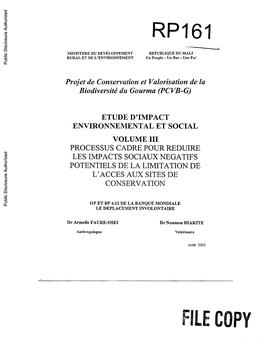 Projet De Conservation Et Valorisation De La Biodiversité Du Gourma (PCVB-G)
