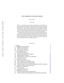 Arxiv:2107.13242V1 [Cs.LO] 28 Jul 2021 ..Crml’ Artifacts Attributes Cartmell’S with Category a for 3.5