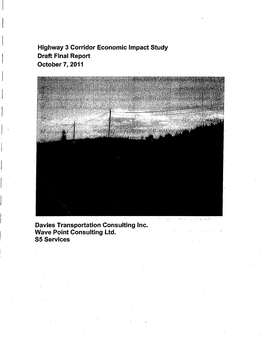 Highway 3 Corridor Economic Impact Study Draft Final Report October 7, 2011