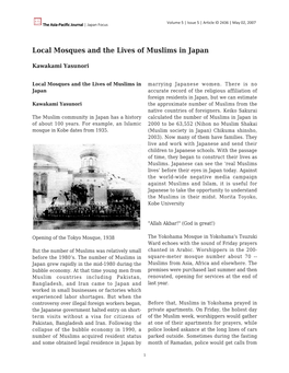 Local Mosques and the Lives of Muslims in Japan