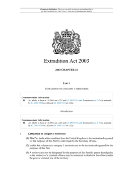 Extradition Act 2003, Part 1