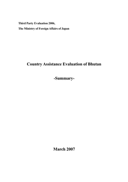 Country Assistance Evaluation of Bhutan