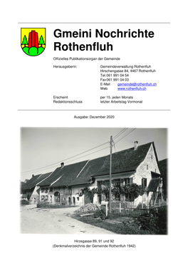 Gmeini Nochrichte Rothenfluh