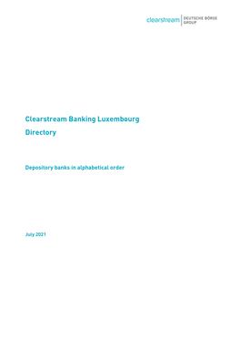 Clearstream Banking Luxembourg Directory