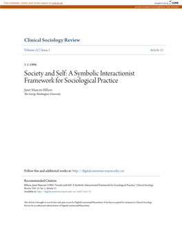 A Symbolic Interactionist Framework for Sociological Practice Janet Mancini Billson the George Washington University