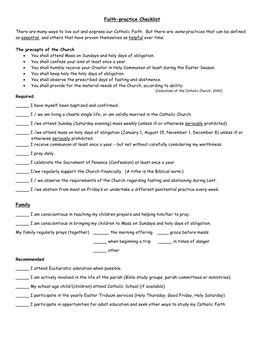 Faith-Practice Checklist Family