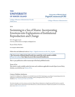 Swimming in a Sea of Shame: Incorporating Emotions Into Explanations of Institutional Reproduction and Change W