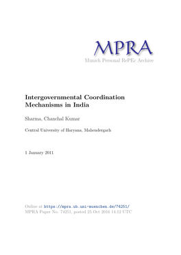 Intergovernmental Coordination Mechanisms in India