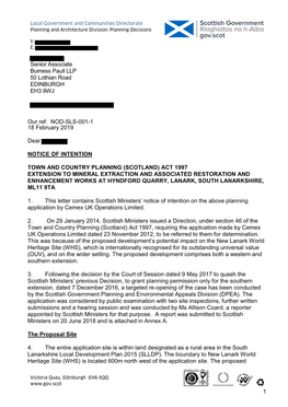 Intention to Grant Planning Permission Letter and Report
