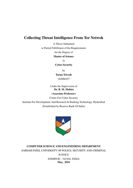 Collecting Threat Intelligence from Tor Netwok