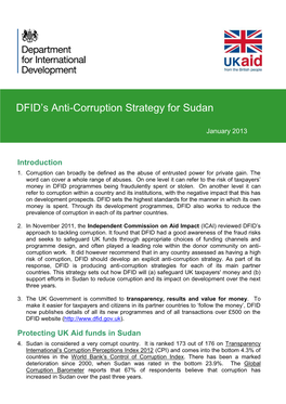 DFID's Anti-Corruption Strategy for Sudan