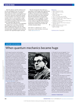 History of Physics: When Quantum Mechanics Became Huge