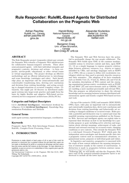 Rule Responder: Ruleml-Based Agents for Distributed Collaboration on the Pragmatic Web