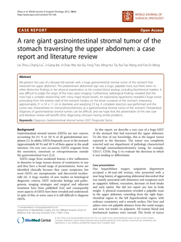 A Rare Giant Gastrointestinal Stromal Tumor of The