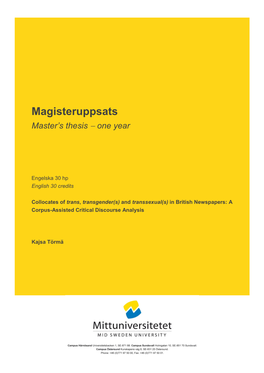 Magisteruppsats Master’S Thesis  One Year