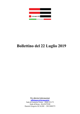 Bollettino Del 22 Luglio 2019