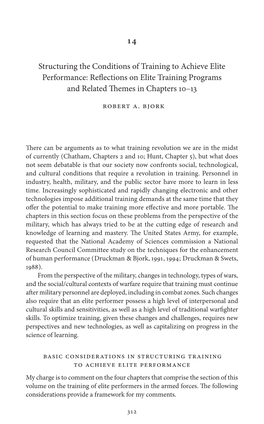 Structuring the Conditions of Training to Achieve Elite Performance: Refl Ections on Elite Training Programs and Related Th Emes in Chapters 10–13