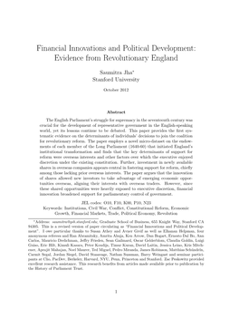 Financial Innovations and Political Development: Evidence from Revolutionary England