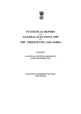 Statistical Report General Elections, 1999 The