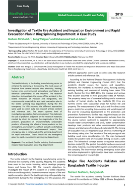 Investigation of Textile Fire Accident and Impact on Environment And