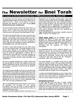 The Newsletter for Bnei Torah Vol