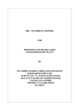 Pre - Feasibility Report