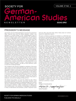 German- American Studies NEWSLETTER SGAS.ORG