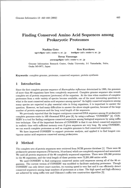 Finding Conserved Amino Acid Sequences Among Prokaryotic Proteomes