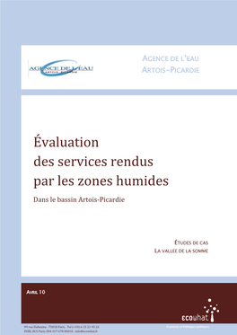 Évaluation Des Services Rendus Par Les Zones Humides Vallée De La