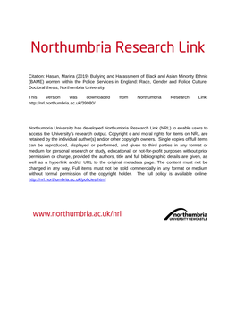 Bullying and Harassment of Black and Asian Minority Ethnic (BAME) Women Within the Police Services in England: Race, Gender and Police Culture