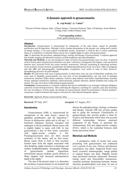 A Dynamic Approach to Gynaecomastia