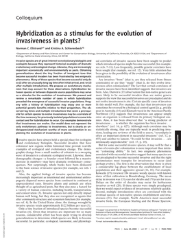 Hybridization As a Stimulus for the Evolution of Invasiveness in Plants?