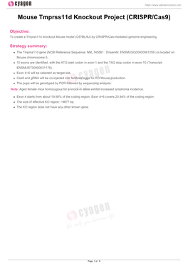 Mouse Tmprss11d Knockout Project (CRISPR/Cas9)