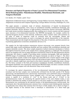 Structure and Optical Properties of Some Layered Two-Dimensional