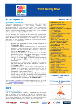 FITA Congress 2011 FISU October 2010