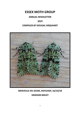 Essex Moth Group Annual Newsletter 2019 Compiled by Dougal Urquhart