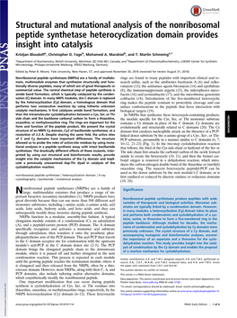 Structural and Mutational Analysis of the Nonribosomal Peptide Synthetase Heterocyclization Domain Provides Insight Into Catalysis