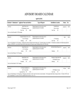 Advisory Board Calendar