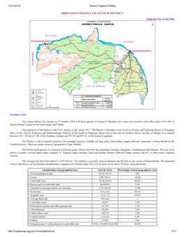Irrigation Profile of Guntur District