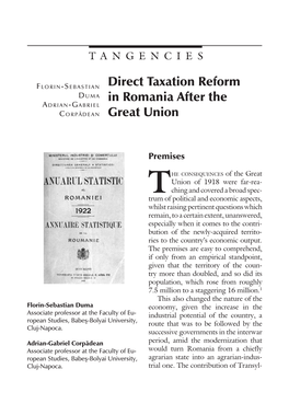 Direct Taxation Reform in Romania After the Great Union