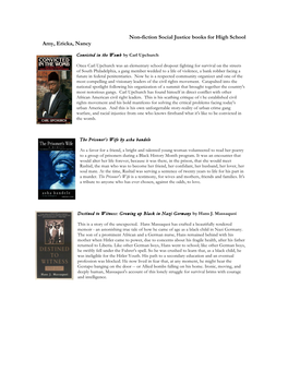 Non-Fiction Social Justice Books for High School Amy, Ericka, Nancy