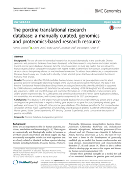 The Porcine Translational Research Database: a Manually Curated, Genomics and Proteomics-Based Research Resource Harry D