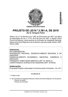 PROJETO DE LEI N.º 2.381-A, DE 2019 (Do Sr
