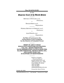 Holocaust Survivors Foundation, Usa, Inc., Renee Firestone, David Mermelstein, David Schaecter, Klaire Firestone, Thomas Weiss, M.D., and Naomi Vilko, M.D