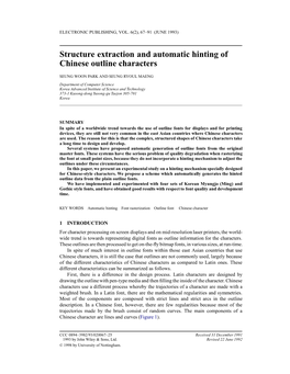 Structure Extraction and Automatic Hinting of Chinese Outline Characters