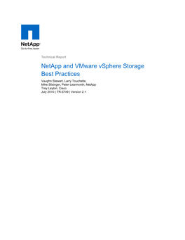 Netapp and Vmware Vsphere Storage Best Practices