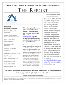 The Report Fall 2012 Volume 8 Issue 4