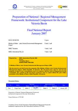 Institutional Component for the Lake Victoria Basin Final National Report