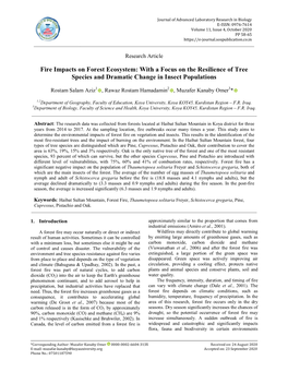 Fire Impacts on Forest Ecosystem: with a Focus on the Resilience of Tree Species and Dramatic Change in Insect Populations