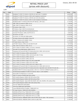 RETAIL PRICE LIST (Prices with Discount)